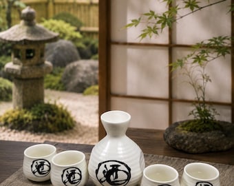 Japanese Ceramic Sake Gift Set – 5-Piece Collection with 1 Sake Pot and 4 Cups