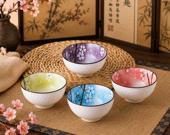 Japanese Chinese Style Rice Bowl Gift Set (Set of 4)