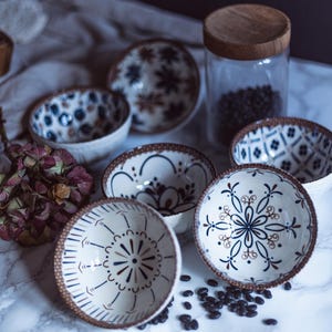 Ceramic Rice Bowl Bohemian Style Pattern Gift Set of 6