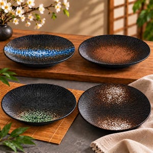 Service d'assiettes rondes en céramique Galaxy – Vaisselle élégante pour les repas et le service
