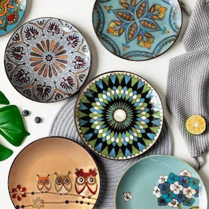 Ceramic Round Plate Set – 6-Piece Dinnerware Set for Dining, Serving & Hosting