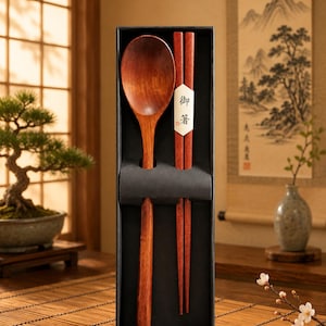Wooden Spoon and Chopsticks Gift Set: Japanese Style Cutlery