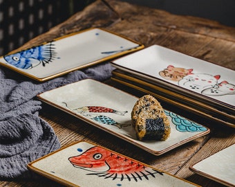 Japanischer Stil Keramik Sushi Servierplatte Rechteckige Sushi-Platte