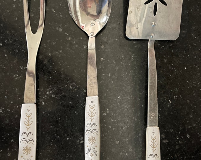 Flint Kitchen Utensils Spoon, Fork and Spatula Retro Kitchen Steel