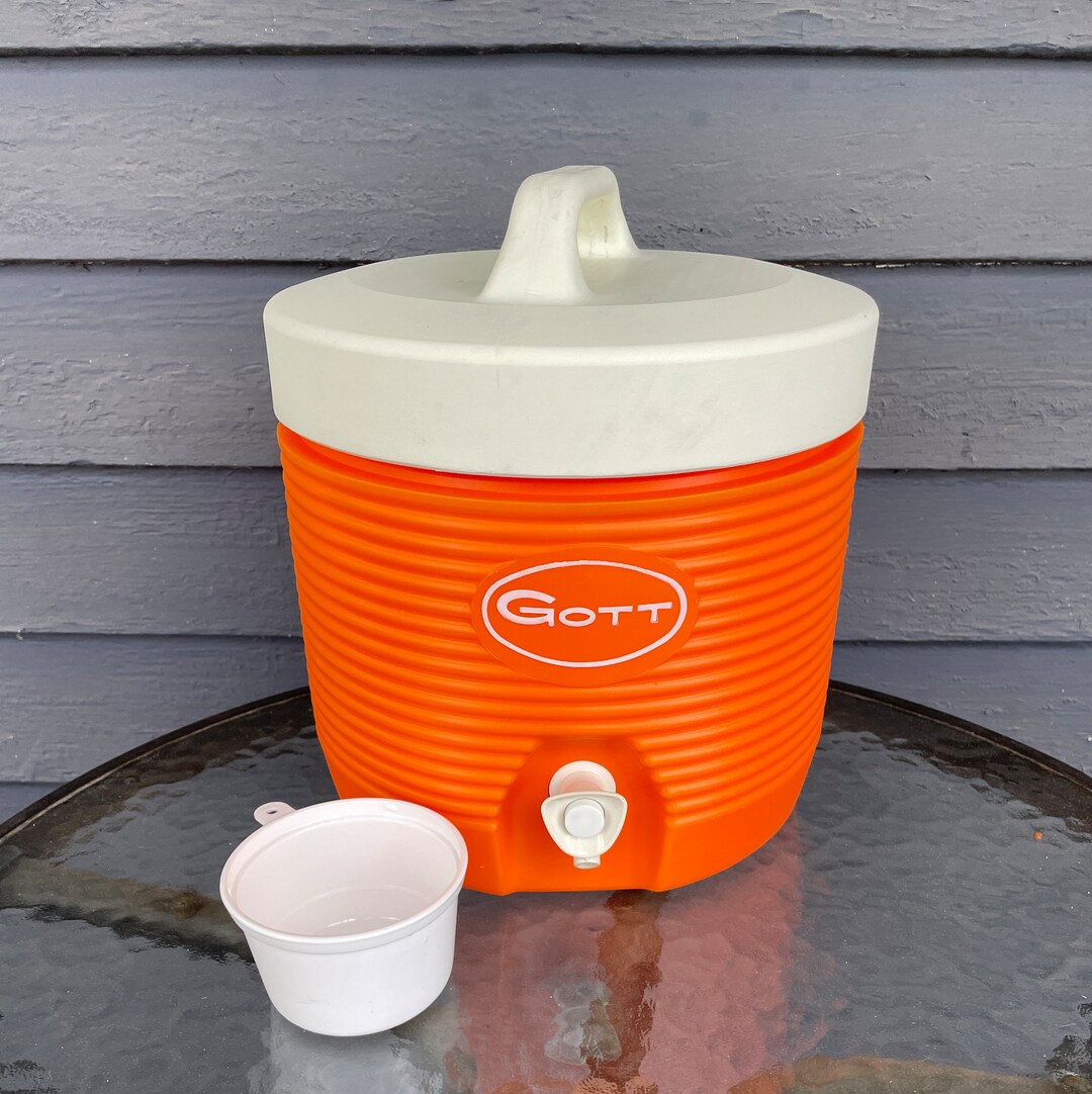 Vintage Gott 1 Gallon Orange Water Dispenser With Cup Etsy