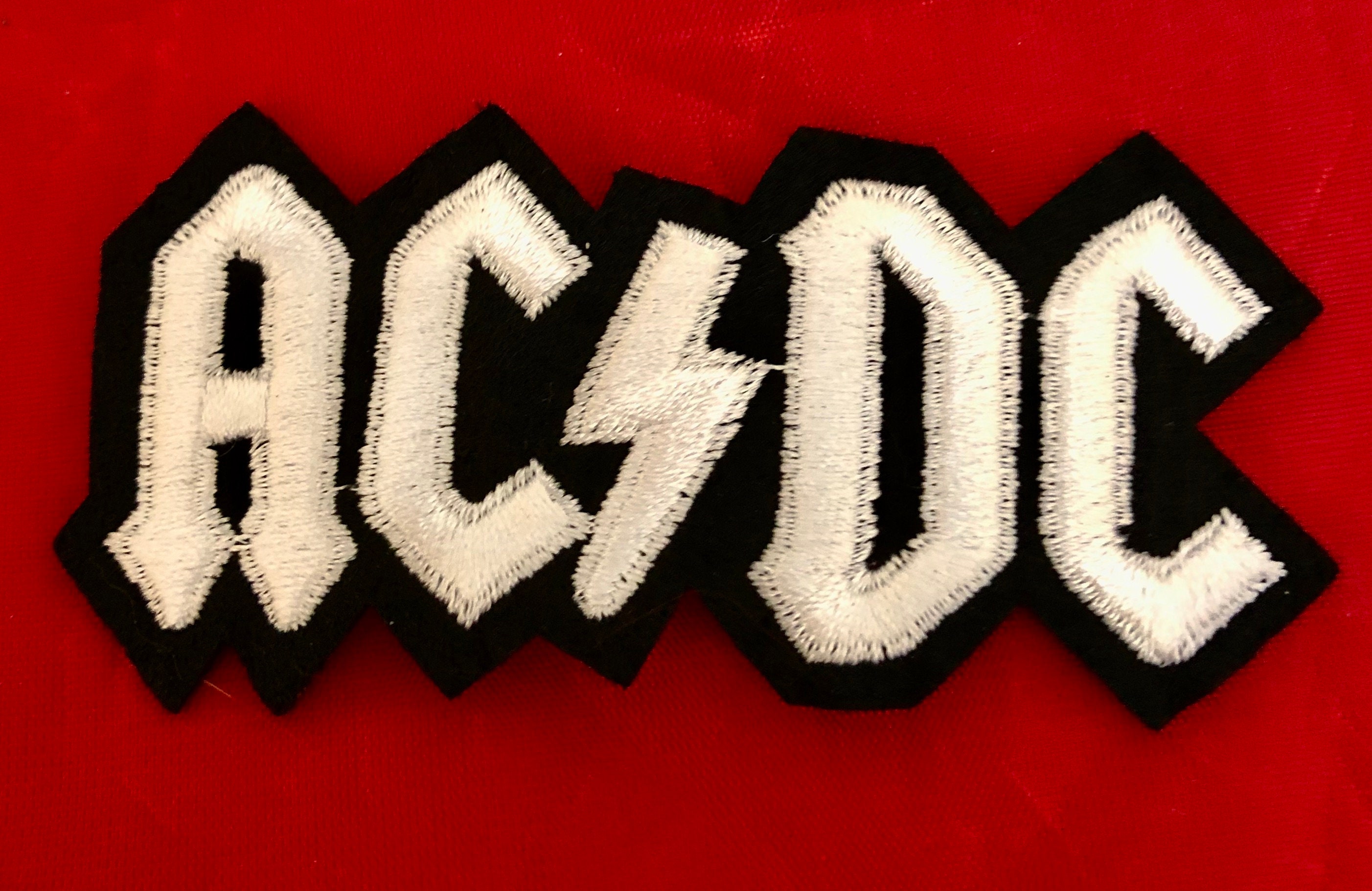 AC/DC Iron on patch 3 1/2 inches by 1 3/4 inches Etsy