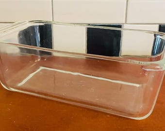 Vintage All Caps PYREX doorzichtige broodbakvorm van 9 x 5 gemaakt in de VS