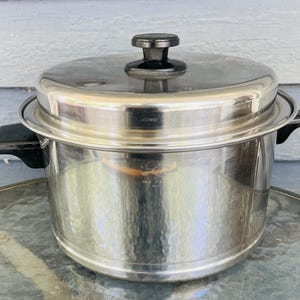Vintage Lifetime 6 quart stock pan with cover  18-8 Made in USA/vintage kitchen/retro kitchen/70&#39;s