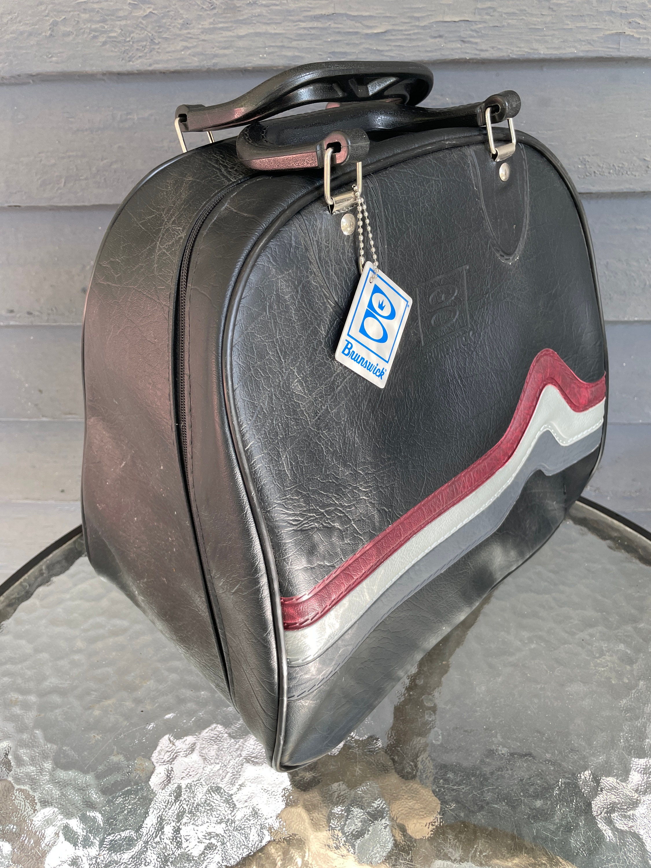 Vintage Ideal Bowling Ball Bag With Side Shoe Storage Metal Rack