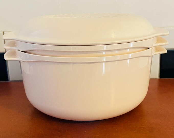 Vintage Tupperware Microwave 3 Piece Cookware Set, Tupperware Stack ...