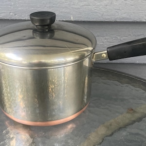 Vintage 3 Quart Revere Ware Copper bottom Sauce Pan With Cover made in USA