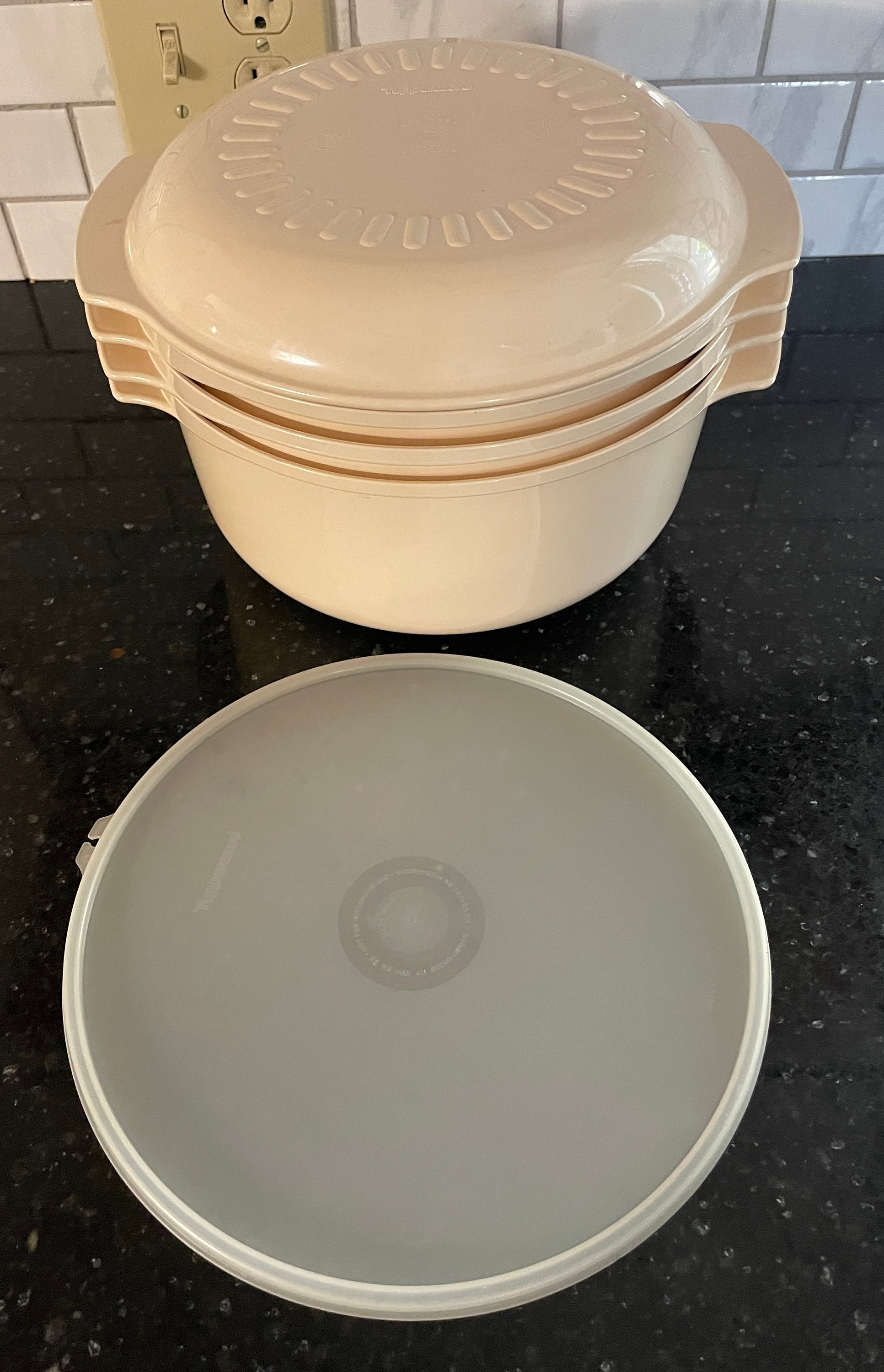VINTAGE Tupperware Stack Cooker Microwave Cookware Set 2 PC