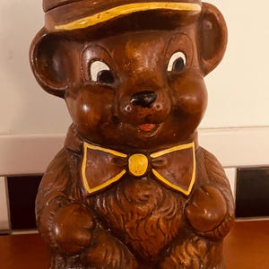 Tarro de galletas vintage Treasure Craft &quot;Bear&quot;, años 70, fabricado en EE. UU.