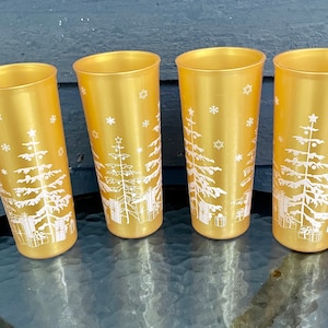 Holiday Tumblers - 4 tumblers - Metallic Gold, 16 ounce, #5107