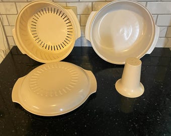 Vintage Tupperware microwave 4 piece cookware set , Tupperware stack cooker  Made in USA