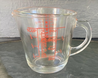 Pyrex all Caps 1 Cup # 508 Messbecher mit geschlossenem D-Griff aus Borosilikatglas in den USA hergestellt