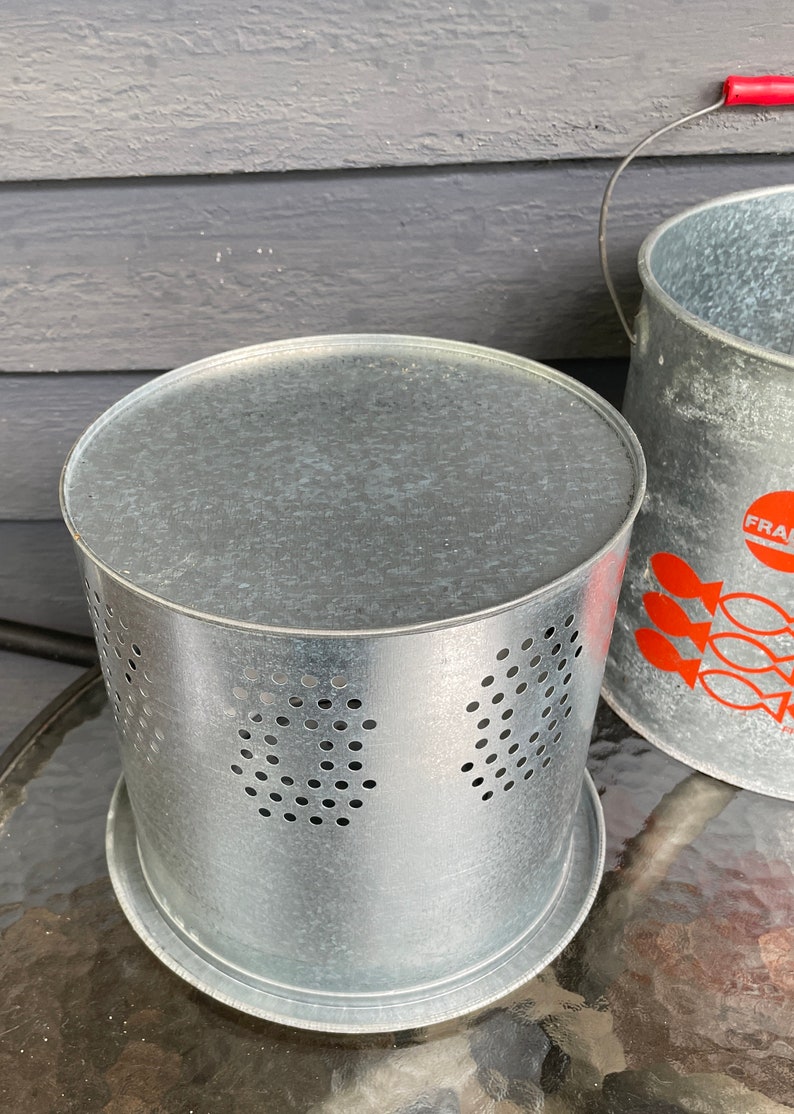 Vintage Frabill Metal Minnow Bucket Galvanized Full Floating Etsy