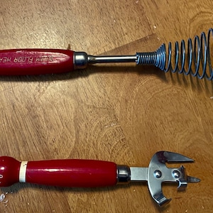 Vintage Red Handled Kitchen  &quot;Your Choice&quot;  Whisk/can opener, bottle opener