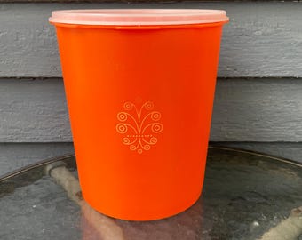 Vintage 1970's Tupperware Canister 805-6  Orange Made in USA