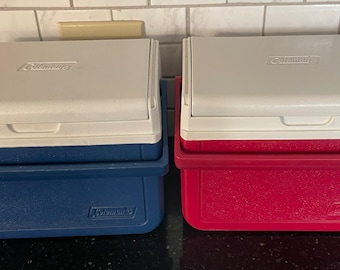 Vintage Cooler Ice Chest  Flip Lid your choice of Blue or Red Camping/Fishing/Beach/Tailgating cooler/Lunch Box