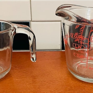 Ancher Hocking 1 Cup Measuring Cup or 2 Cup &quot;YOUR CHOICE&quot;  both with open Handle made in USA