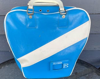 Vintage One Ball  Bowling Blue and White /retro bowling/vintage bowling bag
