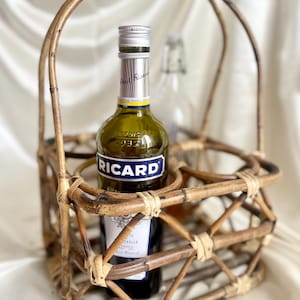 Vintage wicker bottle holder 4 compartments – natural rattan 60s/70s – boho country decor⎜Vintage wicker bottle holder 1960s/70s