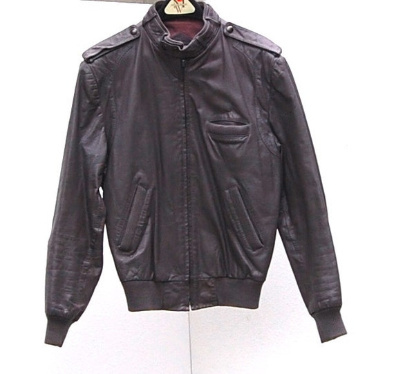 Gray Leather Bomber Jacket - image 1