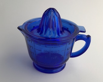 Presse-agrume Vintage En Verre Bleu - Bon état - Pour Citrons, Oranges - Décoration Rétro