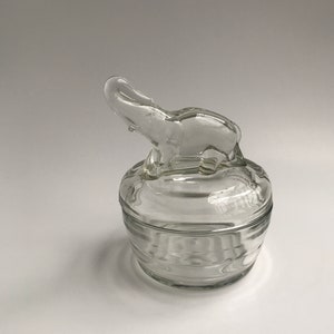 Vintage Jeanette Crystal Elephant Powder Jar