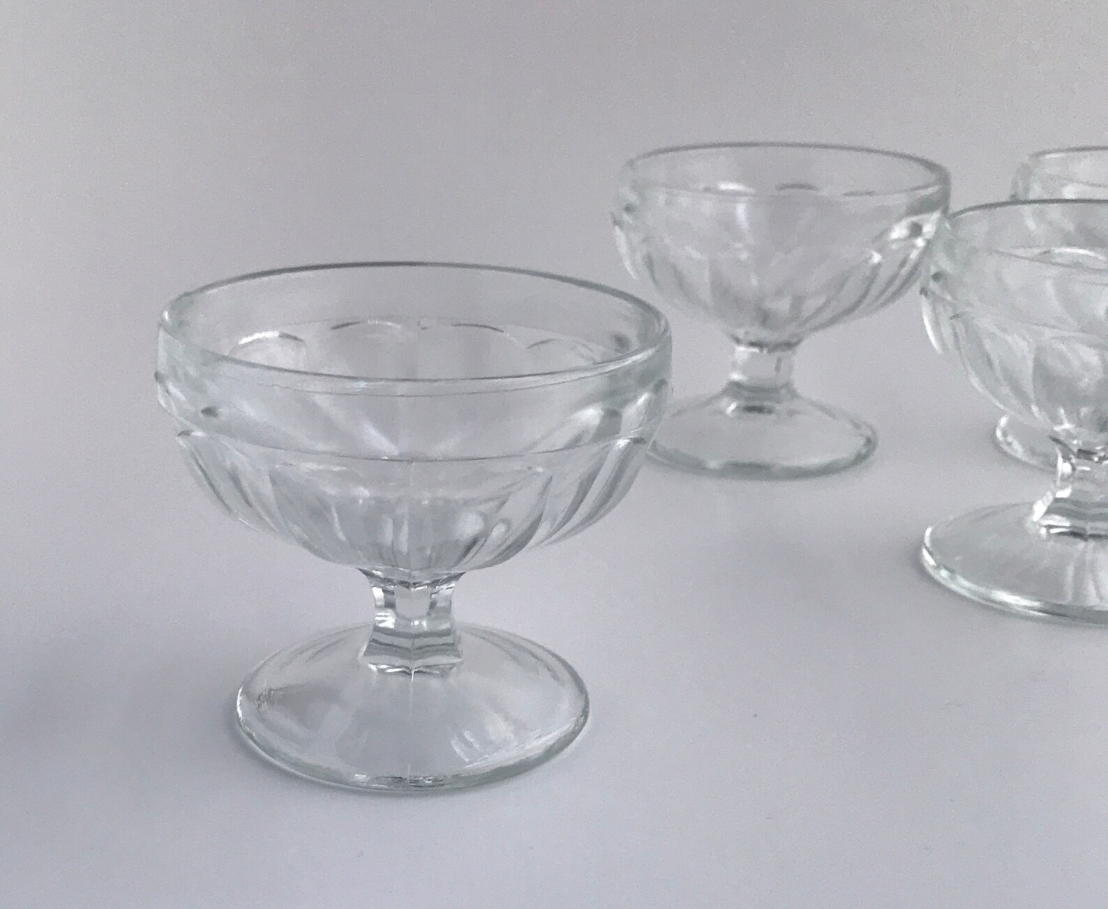 Vintage Clear Glass Footed Dessert Dishes Set of Five Etsy