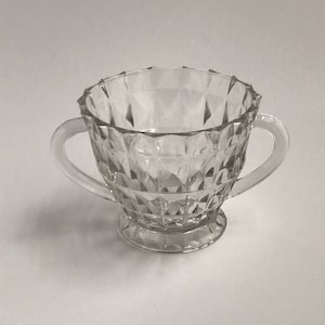 Vintage Fostoria American Crystal Cubist open Sugar Bowl