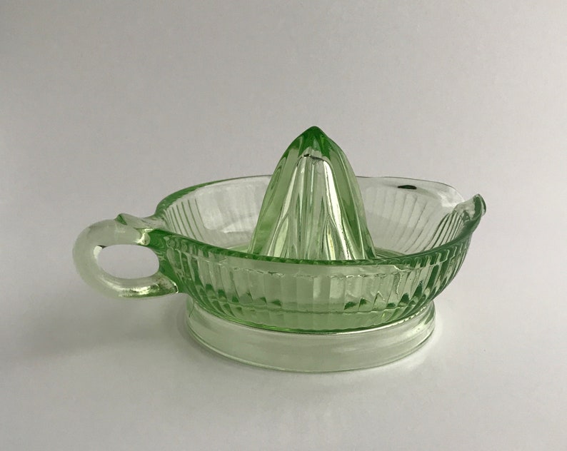 Vintage Green Uranium Glass Citrus Reamer Juicer Etsy