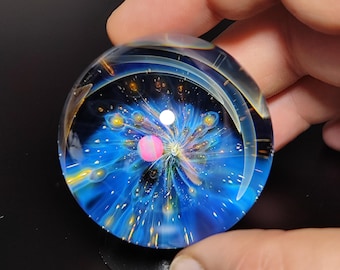 Galaxy marble with opal and its luminous base