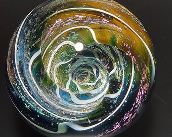 Marble vortex, dichroic with gold and silver vapour.