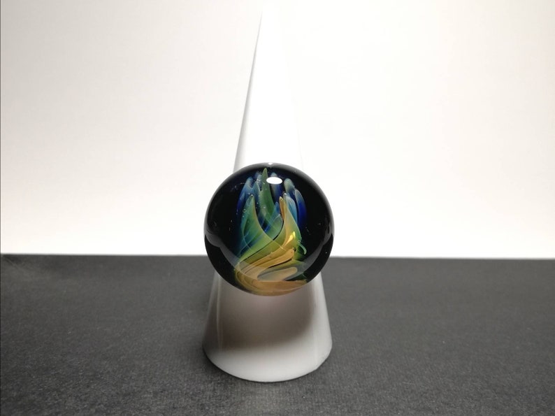 glass ring and pendant Woman adornment multicolored implosion