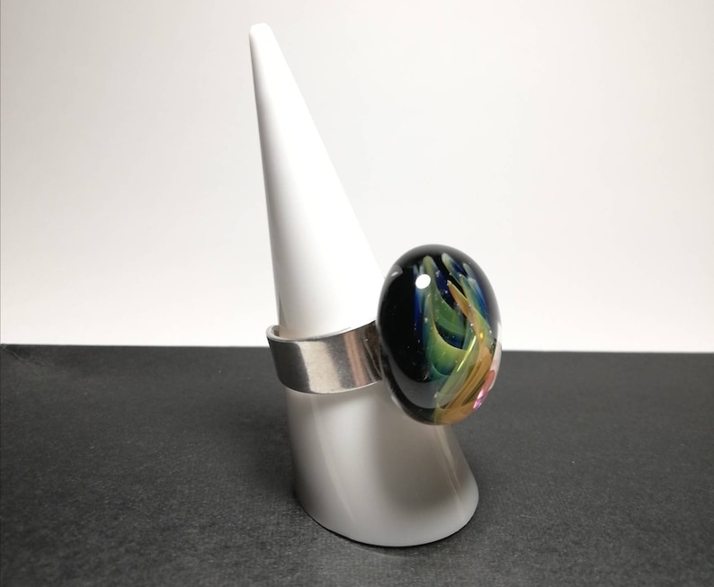 glass ring and pendant Woman adornment multicolored implosion