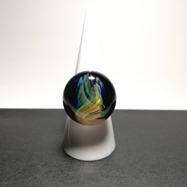 glass ring and pendant Woman adornment multicolored implosion