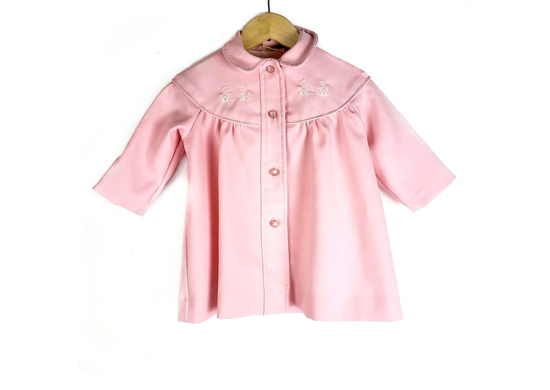 Children Babies Girls 12m-18m Light Pink Duck Dress Coat Pink Jacket Vintage 60s 70s