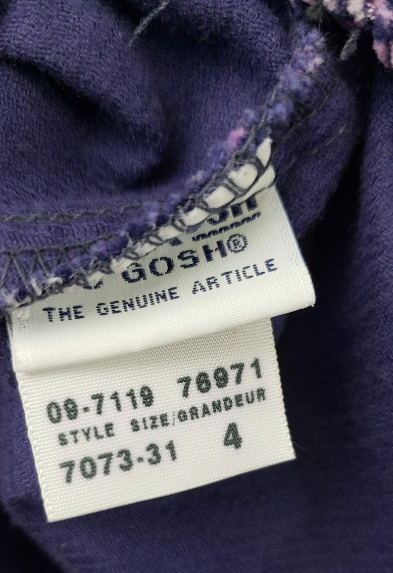 Children Girls Kids 4T Corduroy Purple Floral Pleated with Button Back OshKosh B/'Gosh Vintage 90s Jumper Dress