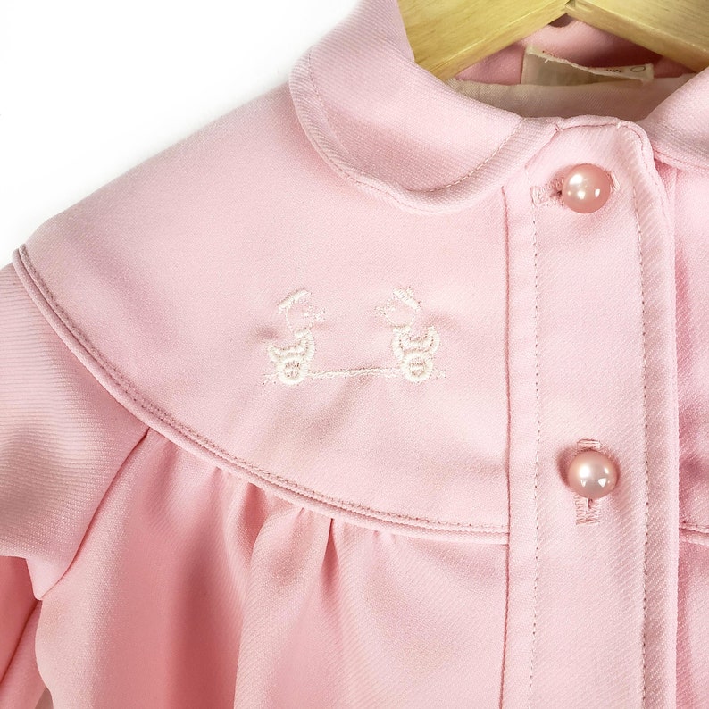 Children Babies Girls 12m-18m Light Pink Duck Dress Coat Pink Jacket Vintage 60s 70s