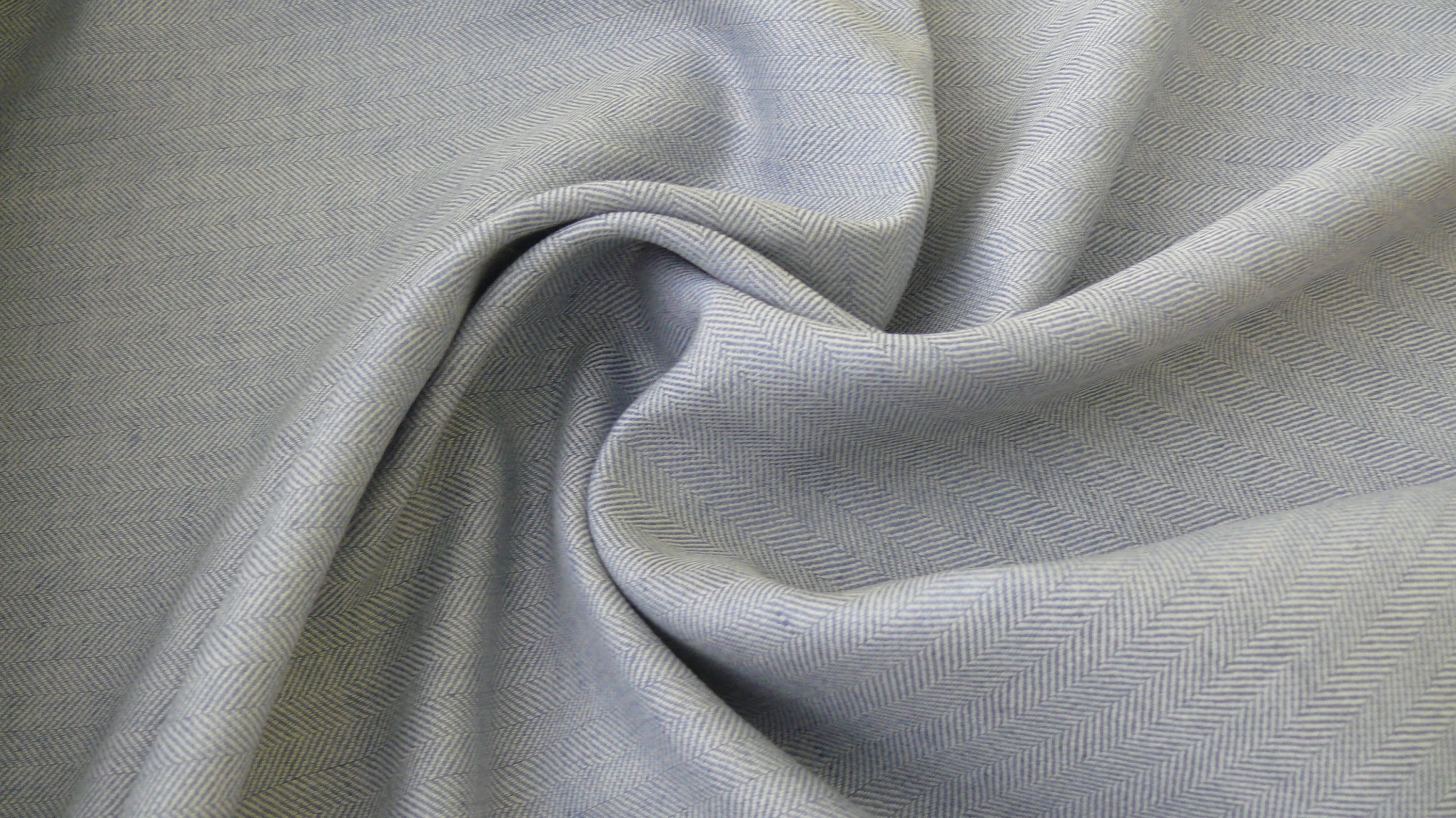 Blue Wool Fabric fabric by the yard herringbone pattern Etsy