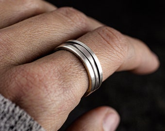 Sterling Silver 925 RING. Matte and Oxide finish.