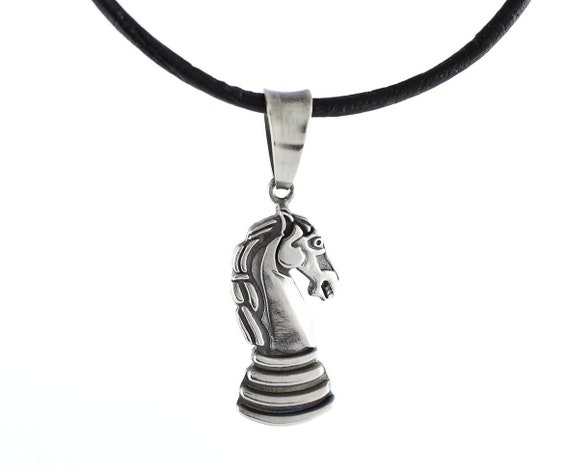 Pendant CHESS HORSE made of Sterling Silver 925.