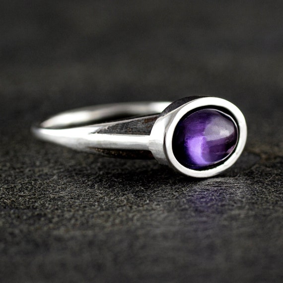 Ring EIFFEL Amethyst natural gemstone. Sterling Silver ring 925.