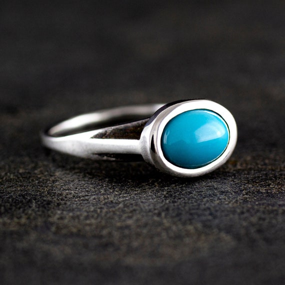 Sterling silver EIFFEL ring with natural turquoise gemstone.