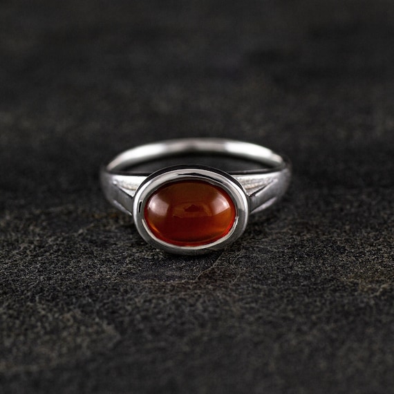 Ring EIFFEL Cornelian natural gemstone. Sterling Silver ring 925.