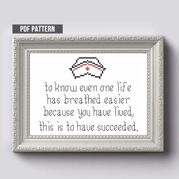 RN Nursing Quote - Cross Stitch Pattern PDF