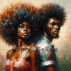 Abstract Digital Art African American Couple Wall Art Striking Detail Black Love Art Melanin Art Black Couple T-Shirt Tumblers Sublimation