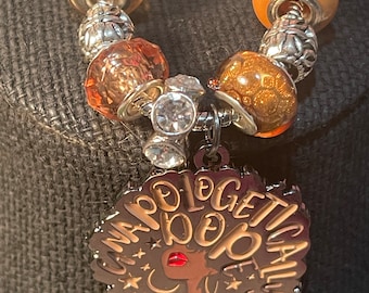 Pulseira com pingente Afro Black Girl - Estilo Incrível e Sem Desculpas, Contas de Cristal